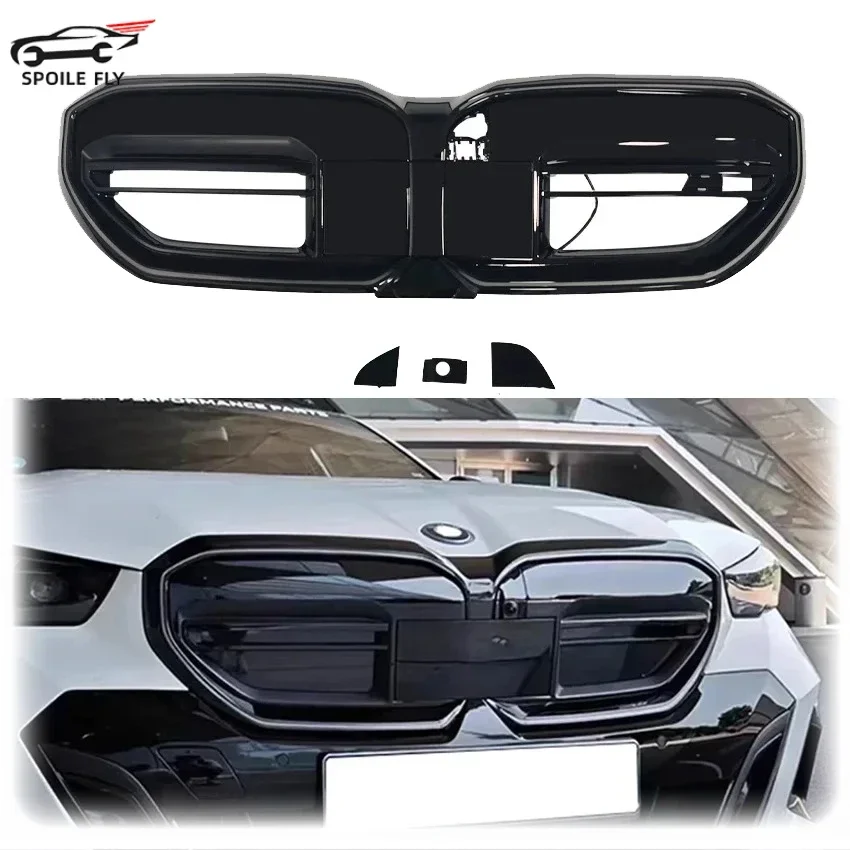 Kidney Grille Led Light Racing Grill Luminous Grilles ABS Gloss Black Body Kit 2024 To Up For BMW 5 Series I5 G60 M60 M5 Style