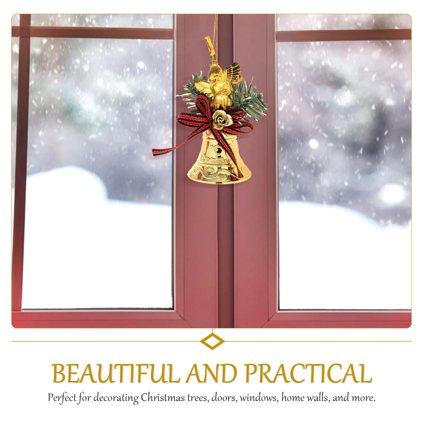 

6pcs Christmas Bell Hanging Ornaments Festive Pendants For Xmas Tree Holiday Party Home Window Garden Indoor Outdoor Decor