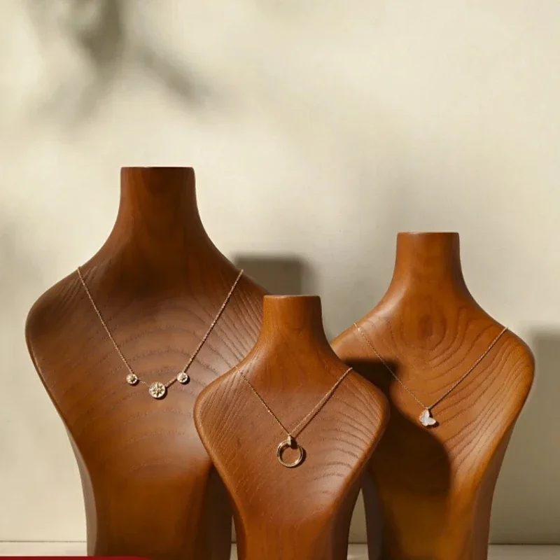 Oirlv Solid Wood Necklace Display Bust Stand  Ring and Pendant Holder for Mannequins Jewelry Exhibitor and Organizer for Shop