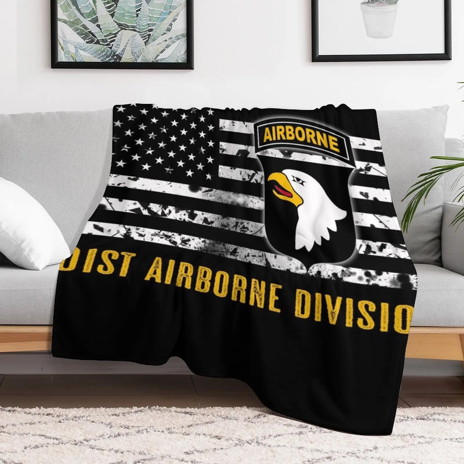 101st Airborne Division (Distressed Flag) Throw Blanket Camping Decorative Sofa Blankets