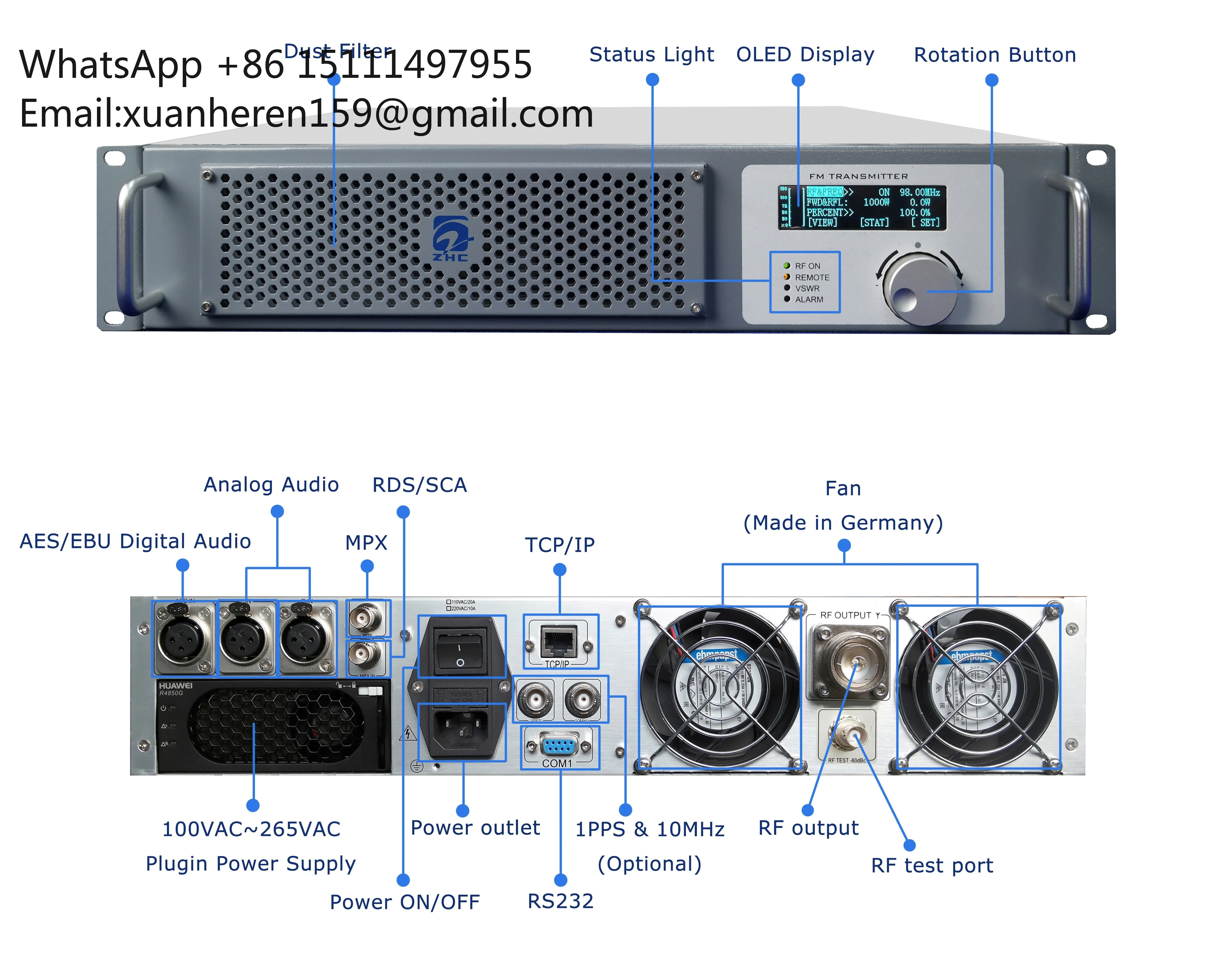 NEW 1KW Light-weight FM Radio Transmitter