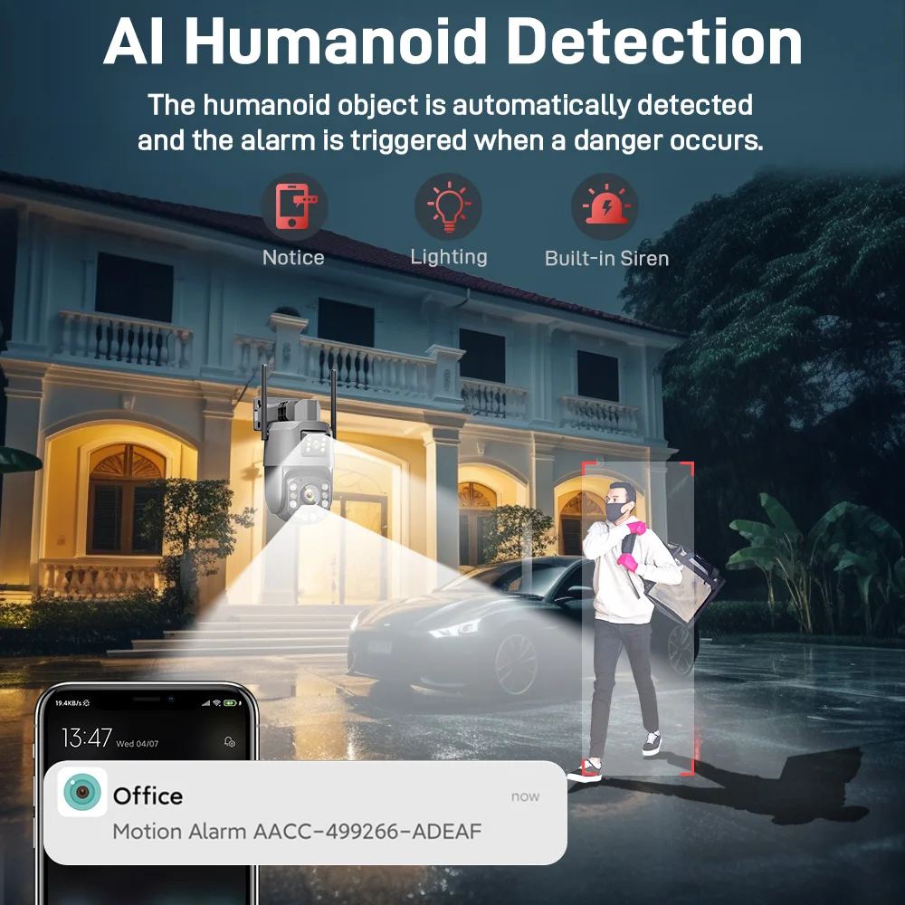 Imagem -04 - Câmera hd de Lente Dupla ao ar Livre 8mp Zoom Óptico 36x Wifi Detecção Humanoide Ptz Rastreamento Automático Visão Noturna Colorida Câmera ip Aplicativo Icsee