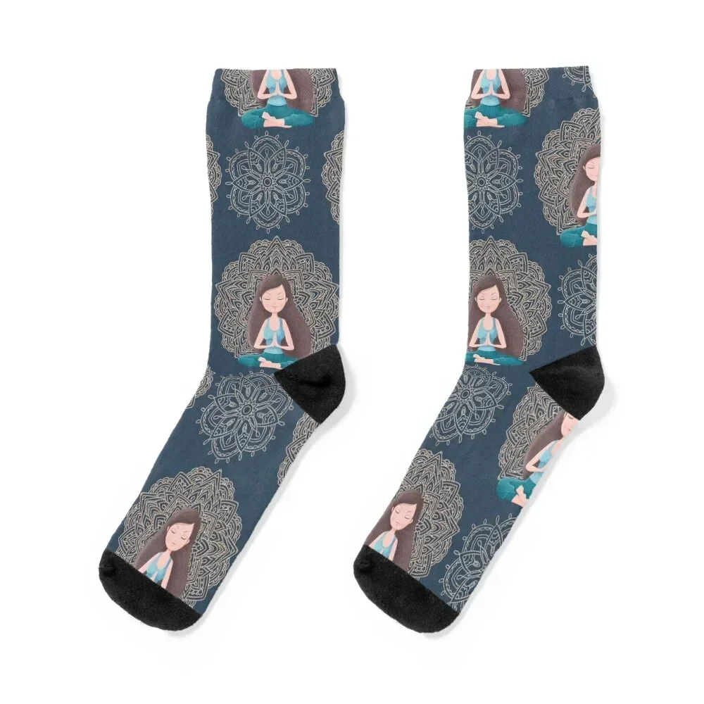 Yoga Pose Girl & Mandala Pattern Socks essential Thermal man winter gym halloween Men's Socks Luxury Women's