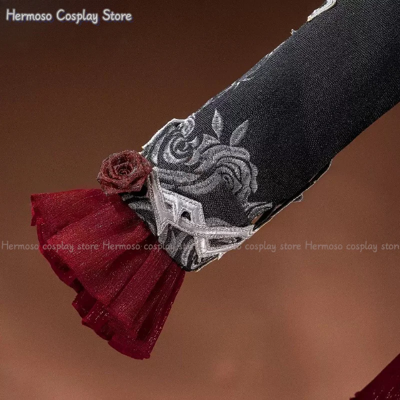 Identity V Composer Uaithne Cosplay Costume Frederick Kreiburg Tailcoat Red Scarf Earrings Accessories Prop Halloween Party Suit - view 5