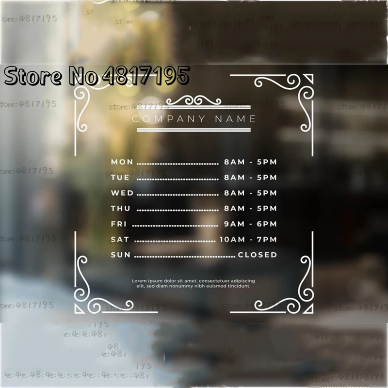 Personalised Opening Hours Sticker Times Business Window Storefront Hours Sticker Custome Vinyl Decal New Store Opening Sticker
