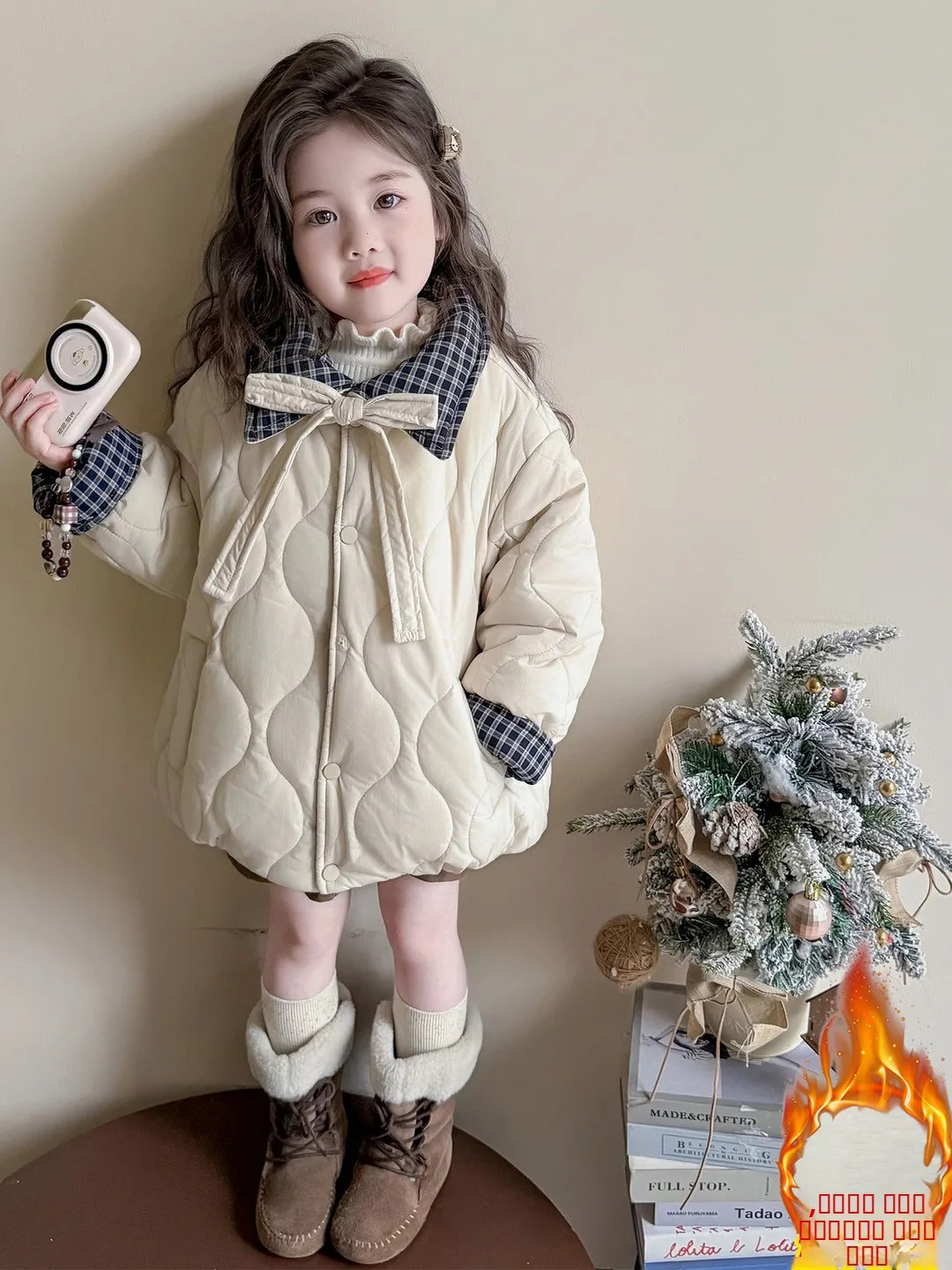 

Зимняя утепленная хлопковая куртка для девочек на флисовой подкладке, теплая верхняя одежда для детей, новинка 2025 года, модная зимняя хлопковая стеганая куртка