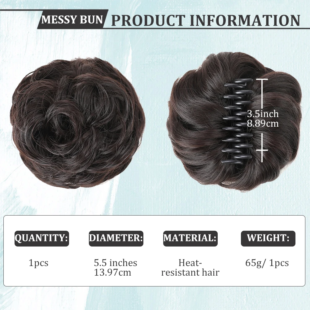 Extensions de chignon désordonné pour femmes et filles, pince à griffes synthétique, chignon désordonné, queue de cheval ondulée, postiches chignon bouclé ébouriffé