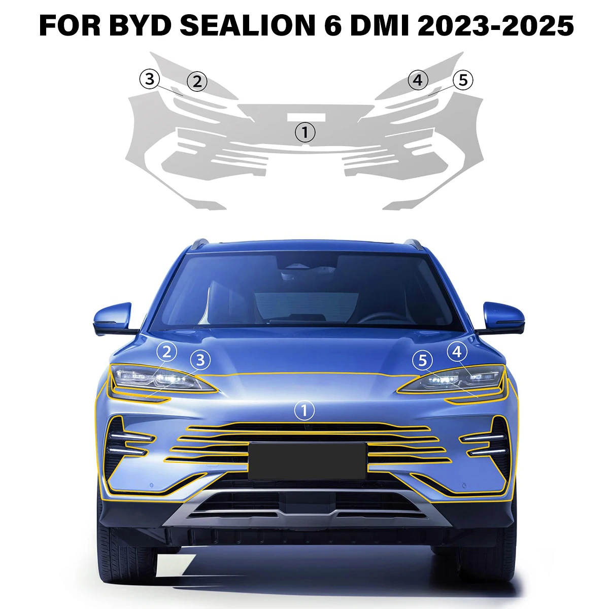 

FOR BYD SEALION 6 DMI 2023-2025 TPU Car Paint Protection Film Anti-Scratch Pre-cut PPF Matte Clear Cover Resistant Repairable