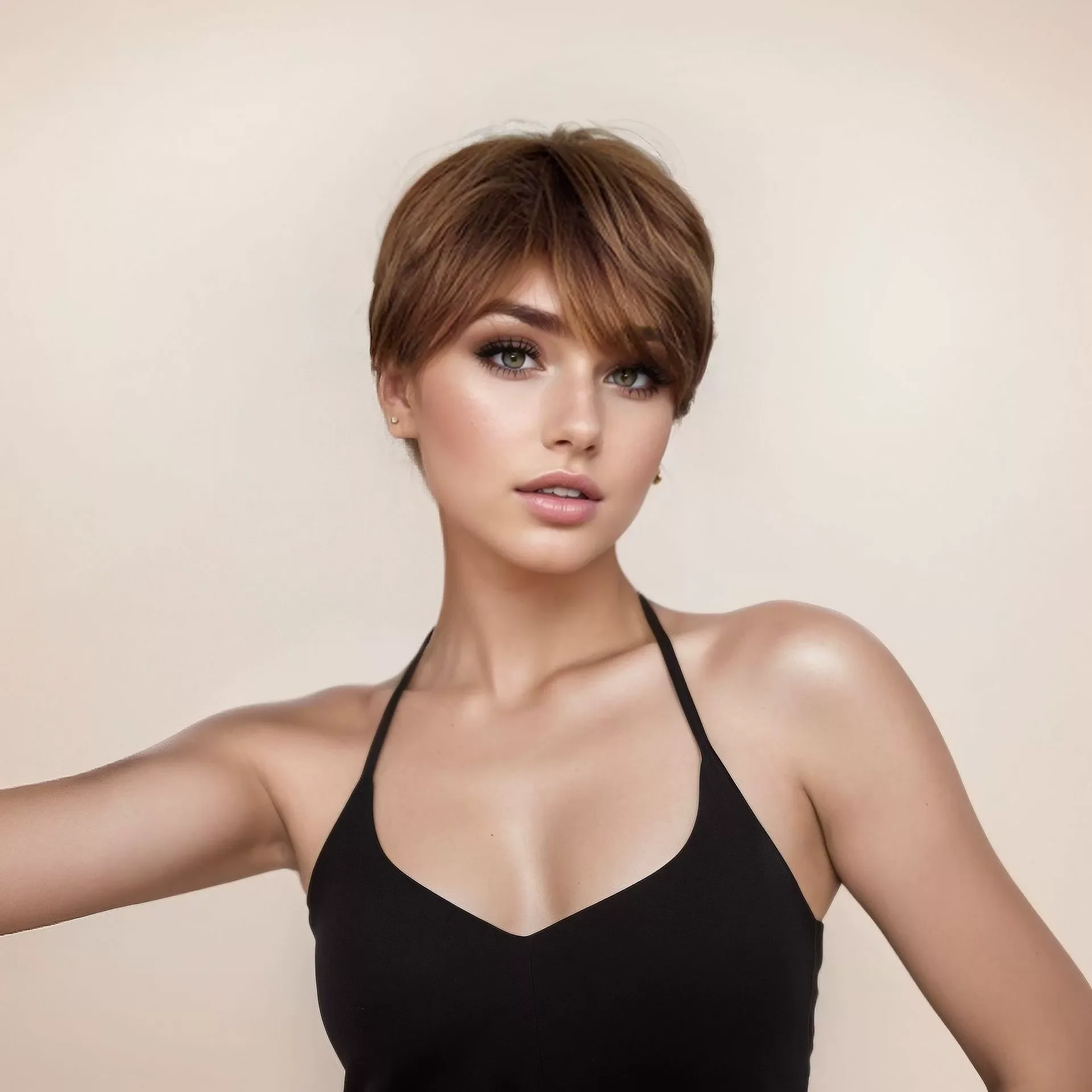 

Short Curly Gradient-Gray Wig – Side Bangs Fluffy Flip-Out Bob | Heat-Resistant Synthetic Hair for Women & Cosplay