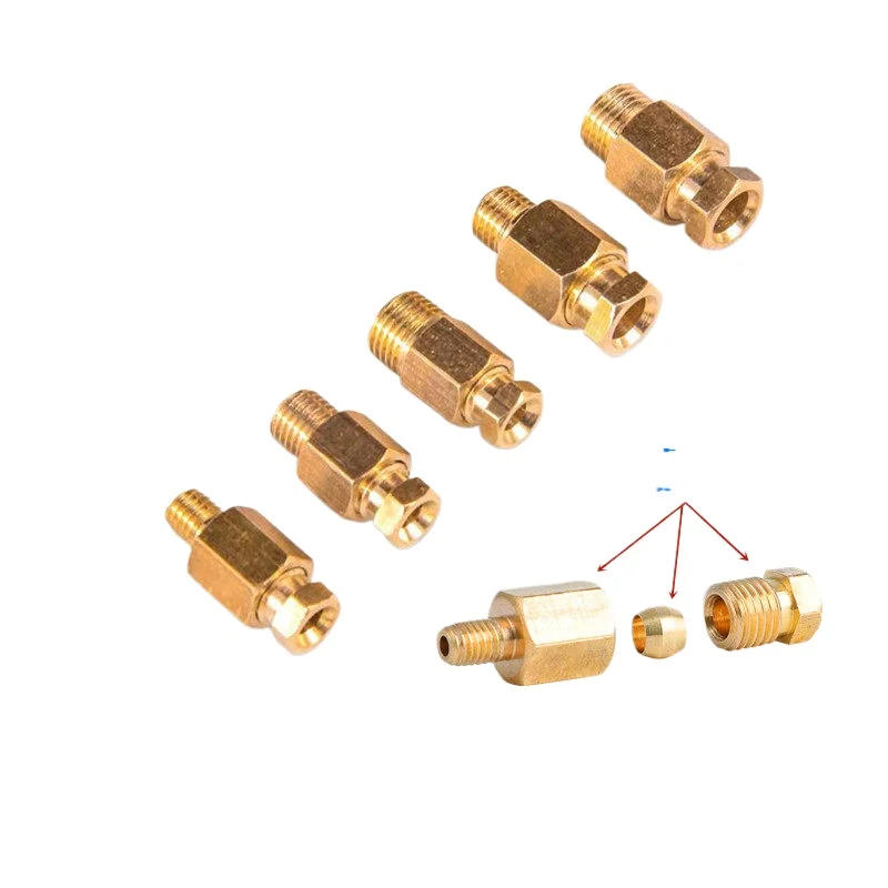 PD-406 Internal Clamp Straight Slider Oil Pipe Fitting Ferrule Joint for Copper Nylon Tube Grease Nipple Lubrication Oil Line