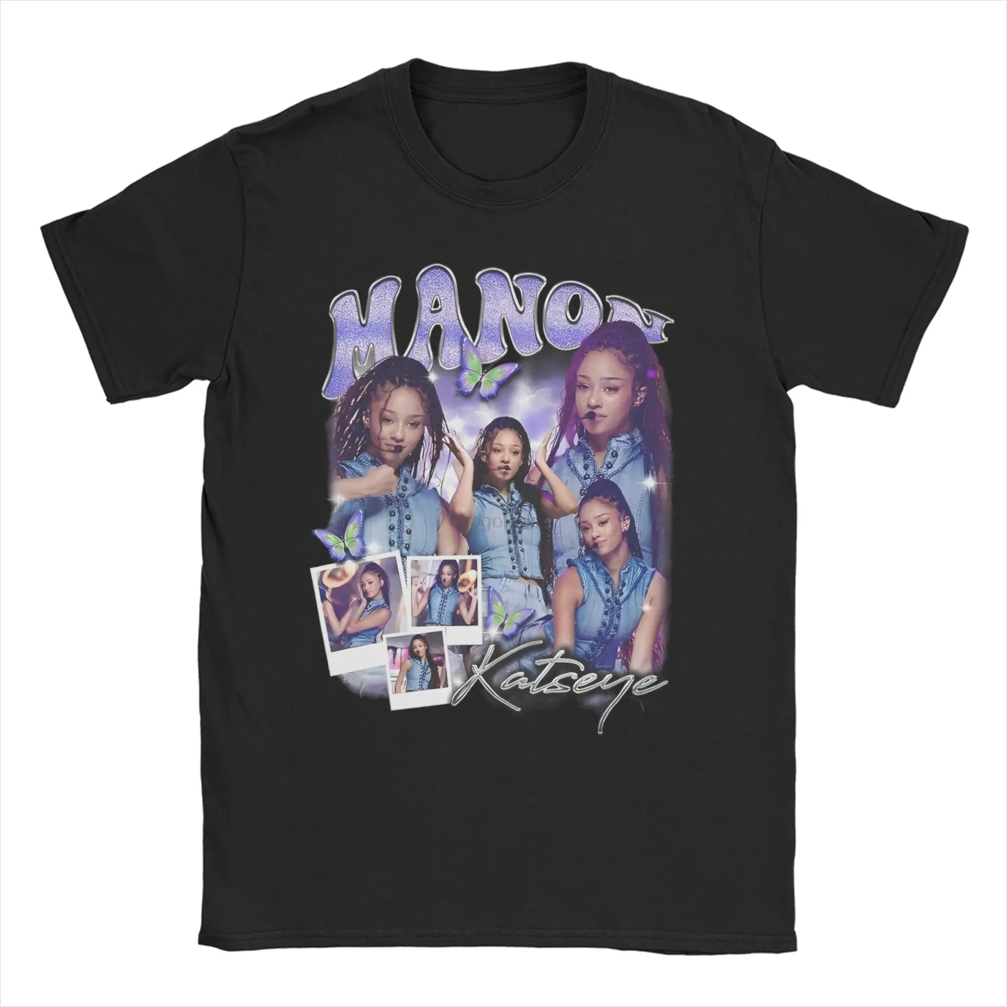 

Футболки Manon Bannerman Katseye Kpop для мужчин и женщин, винтажные футболки из 100% хлопка с круглым вырезом и короткими рукавами, летняя одежда