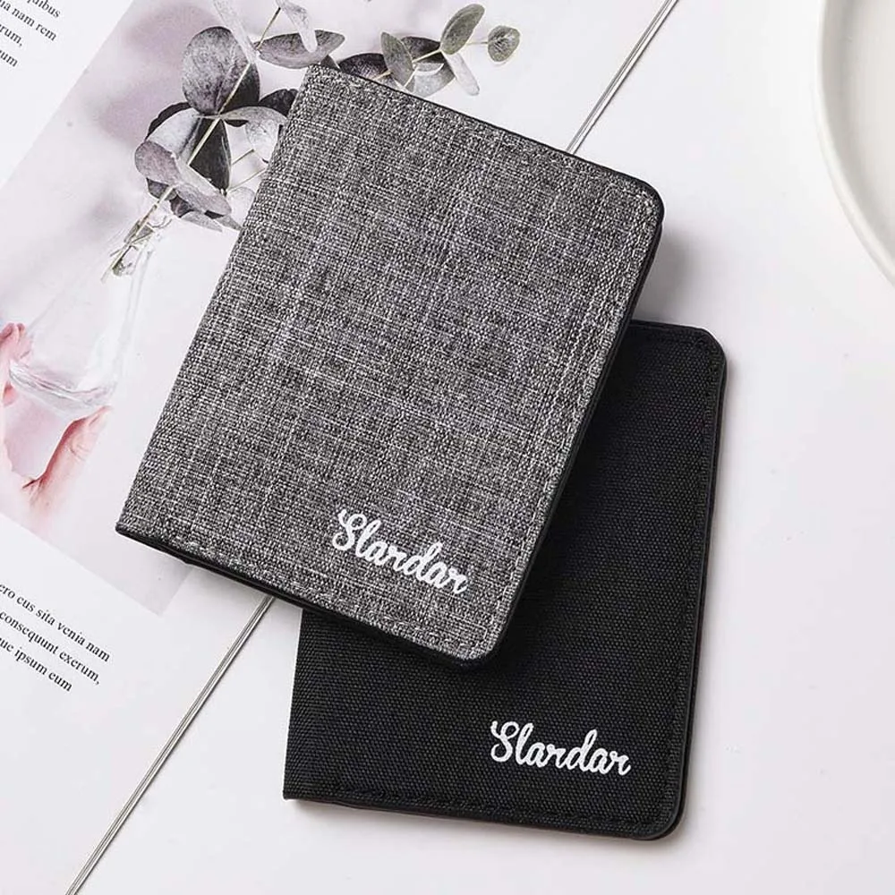 Black/Blue/Gray/Purple Men Short Wallet ID Photo Bank Holder Multi Function Men Card Holder Credit Card Case Thin