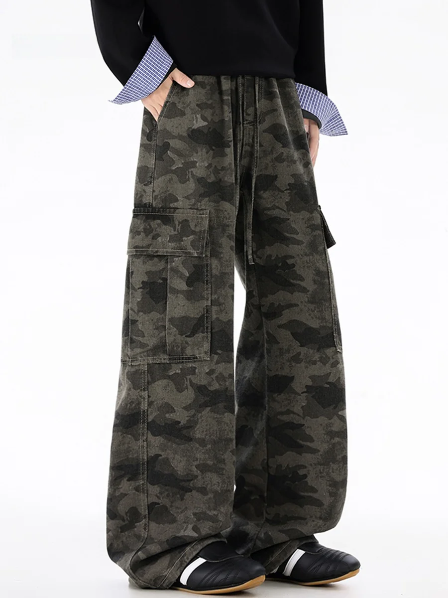 

American High Street Camouflage Work Pants Men's Loose Fit Autumn Vintage Big ket Trendy Brand Casual Trousers