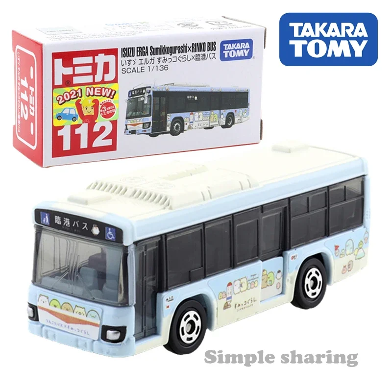 Takara Tomie No.112 Isuzu Erga Sumikko Gurashi Rinko Bus Auto Legering Speelgoed Motorvoertuig Diecast Metalen Model Voor Kinderen