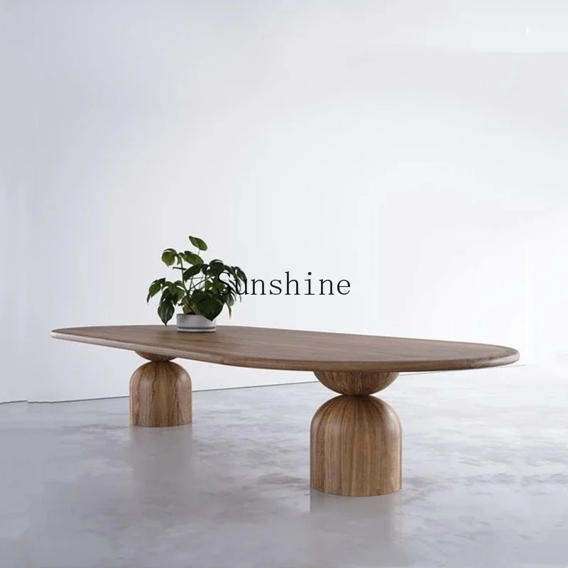 

Modern solid wood chair special-shaped personality oval cafe simple negotiation round long dining table