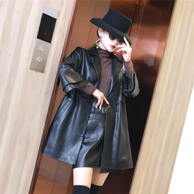 2023 New High Quality Genuine Sheepskin Jackets Women Spring AutumnWomen's Windbreaker Jacket Korean Simple Coat Femal