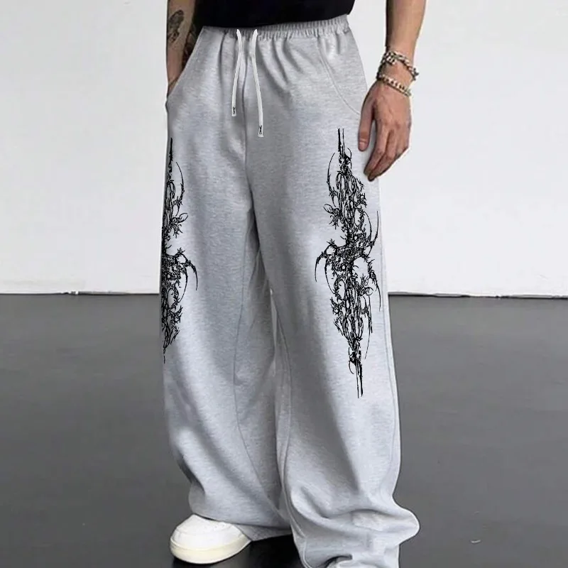 

Американский готический темный стиль, мужские прямые брюки для бега, свободные брюки для фитнеса, осень и зима, хит продаж, повседневные спортивные брюки для пар