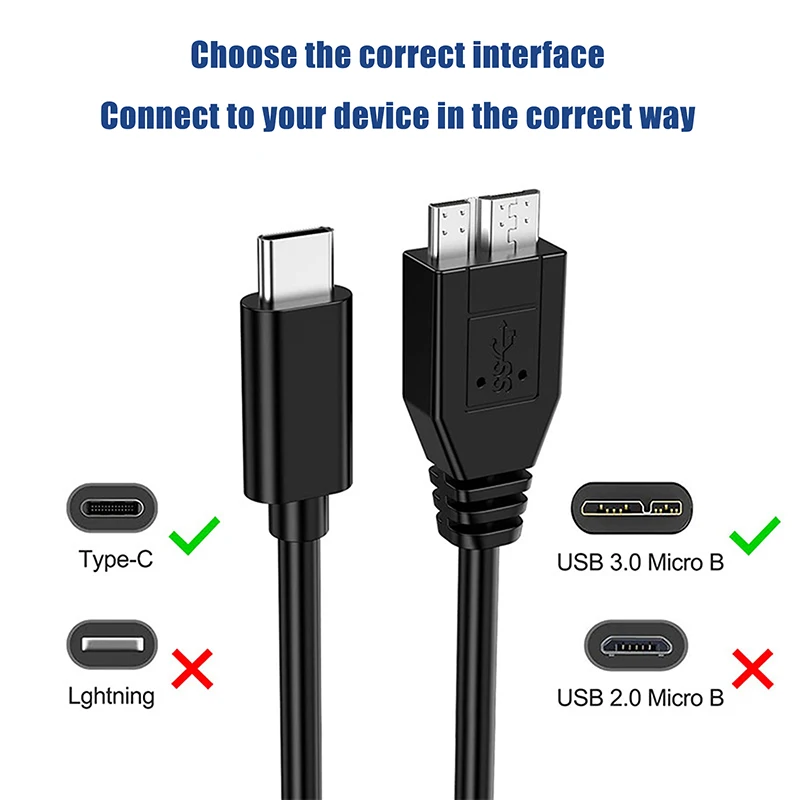 30cm/50cm/100cm/ Type-C To Portable Hard Drive Data Cable Suitable For Hard Drive Tablets