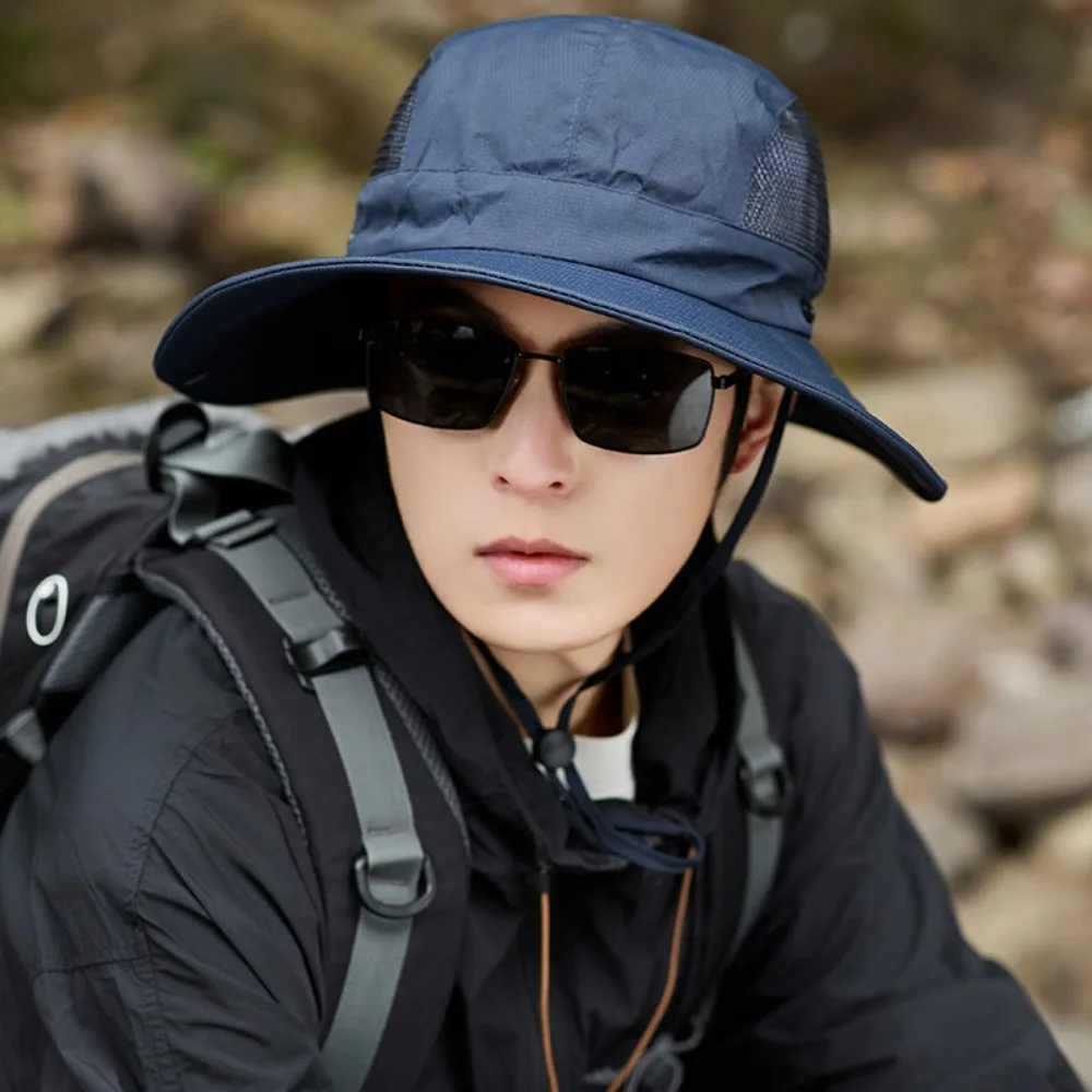 

Simple Nylon Men Fisherman's Hat Quick-dry UV Protection Folding Bucket Hat Waterproof Sunshade Sun Hat Sports
