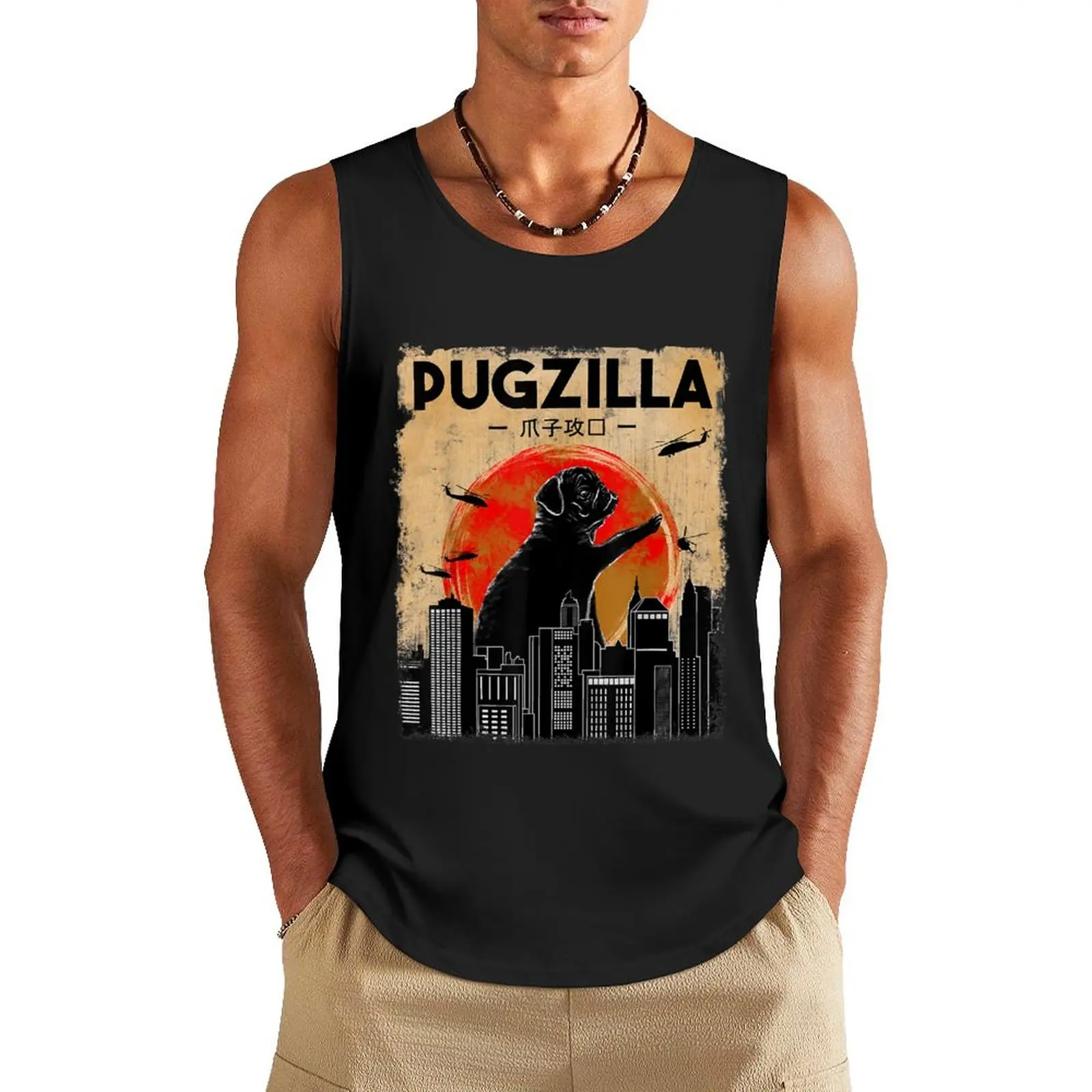 

Pug - Pugzilla - Funny Dog Pug Tank Top gym t-shirts man Gym man