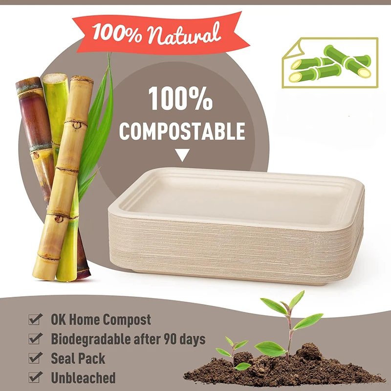 20Pcs Disposable Food Trays, Compostable Large Paper Plates, Platters for Serving Food Turkey BBQ Seafood Party Holiday Feast