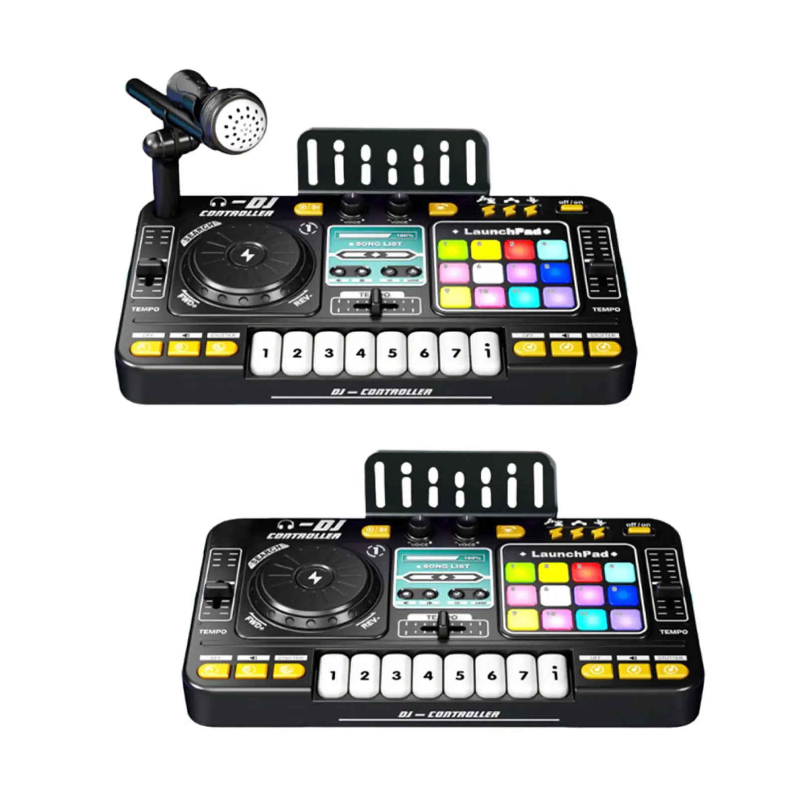 Bebê musical dj conjunto para crianças aprendendo arranhando efeito de som com microfone presente aniversário controlador dj instrumento musical brinquedo