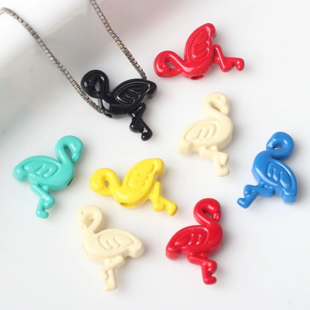 

Wholesale 100pcs 12*7mm Colorful Enamel Alloy Animal Flamingo Metal Jewelry Charms Necklace Earring Bracelet Pendants