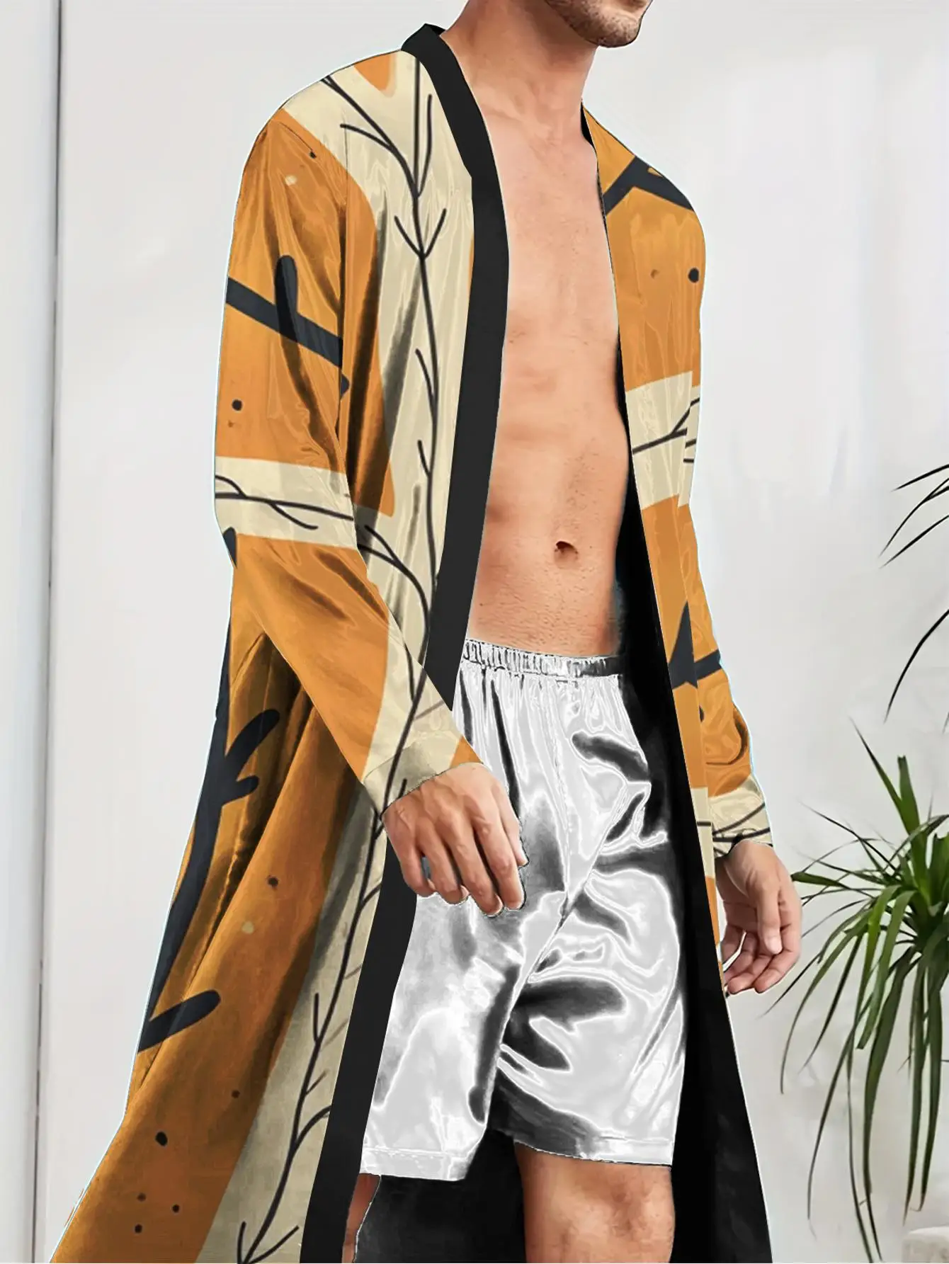 1pcs Men's Robes 2026 Spring/Summer Men's bathrobe 3D Printed bath robe Sleepwear Shower robe Graphic Polyester nightie for men