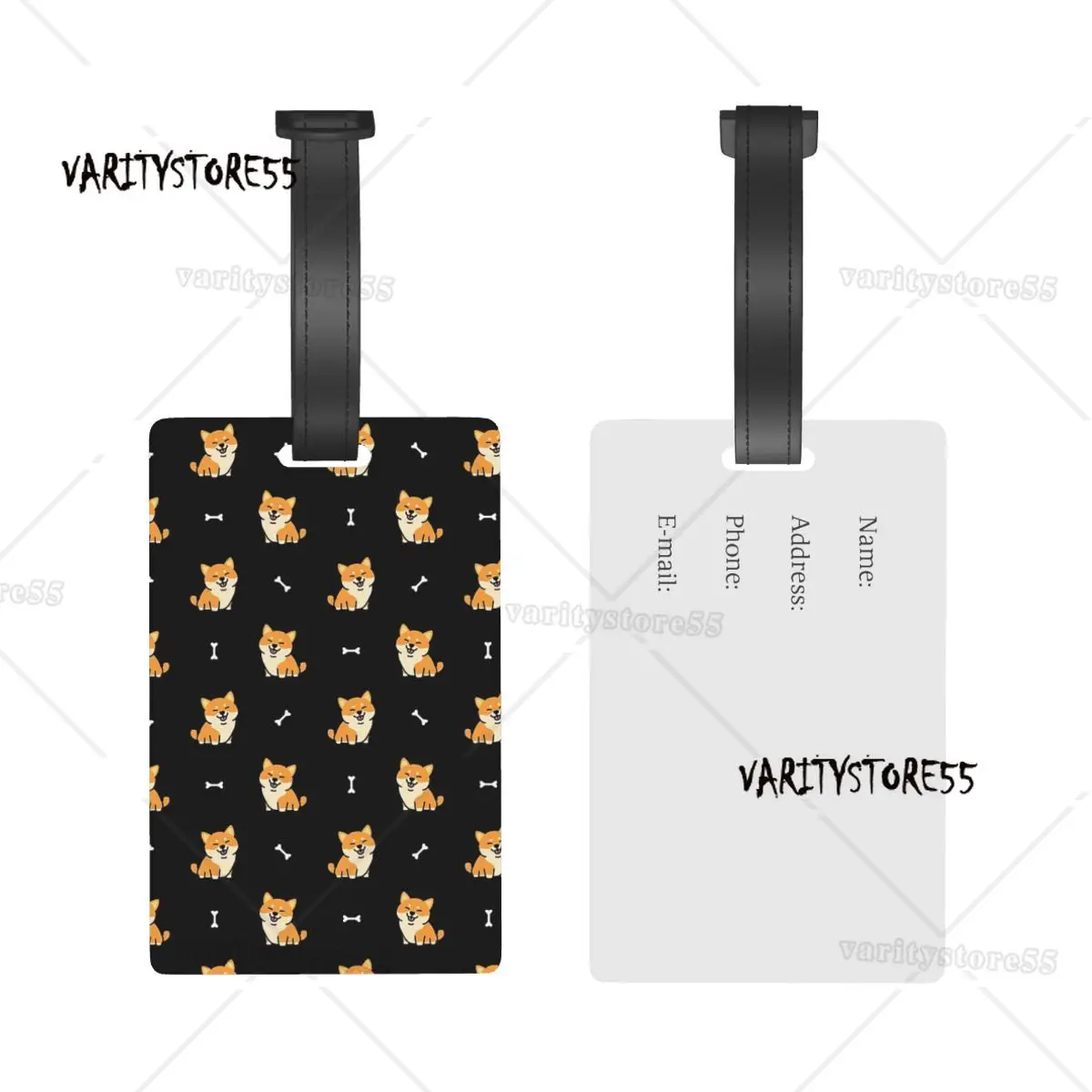 Shiba Inu Pattern Luggage Tags Suitcase Accessories Travel PVC Cute Baggage Boarding Tag Portable Label Holder ID Name Address