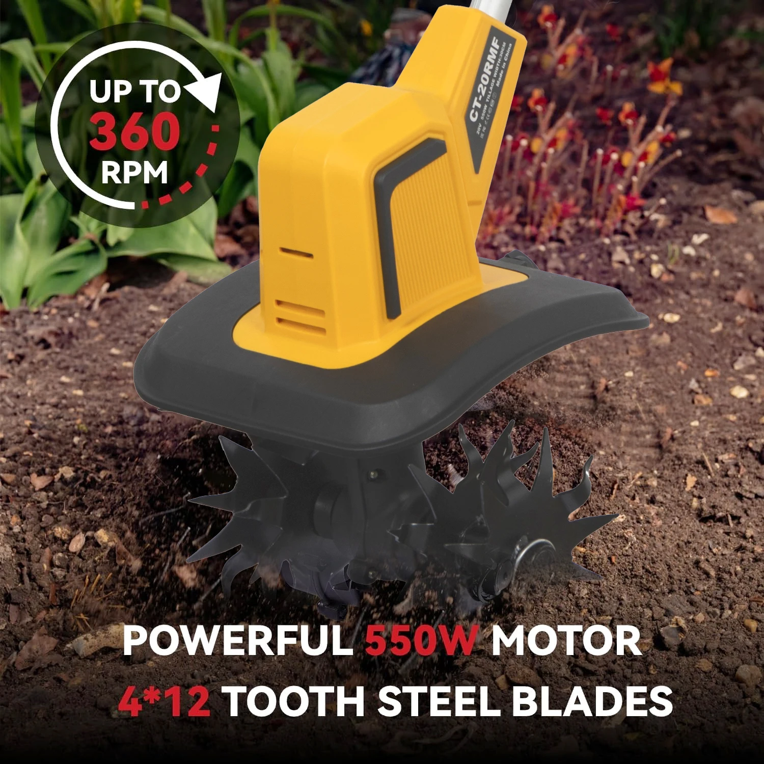 Mini Electric Tiller with Lithium Battery Small Household Electric Hoe Rotary Tiller Handheld Electric Mini Tiller with Battery