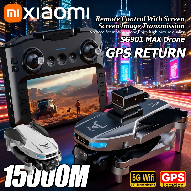 

Xiaomi SG901 MAX GPS Дрон Профессиональный 8K Воздушный HD Предотвращение препятствий с большим экраном Пульт дистанционного управления Складной бесщеточный дрон