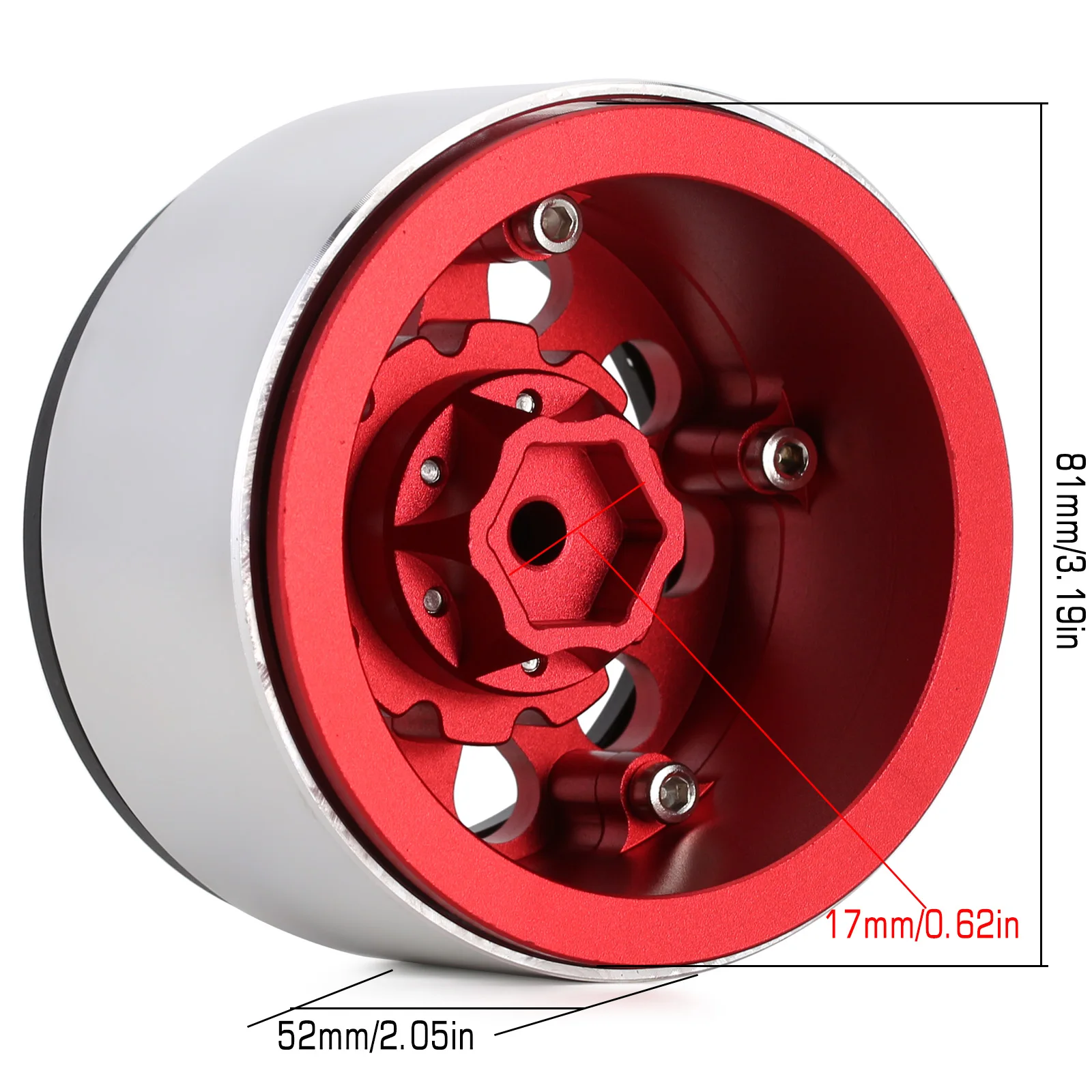 INJORA CNC Aluminum 2.9 Beadlock Wheel Rim Hub for 1/6 RC Crawler Car Axial SCX6 Jeep JLU Wrangler Trail Honcho 4WD RTR