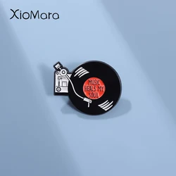 Retro Music Records Enamel Pins Custom MUSIC HEALS MY SOUL Brooches Lapel Badges Funny Jewelry Gift for Kids Friends