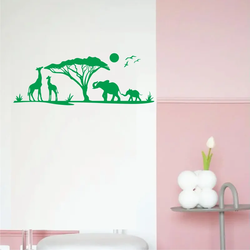 Wall Decal Safari African Savanna Animals Vinyl Wall Stickers Nursery Bedroom Decor Decals Wall Decor  #208