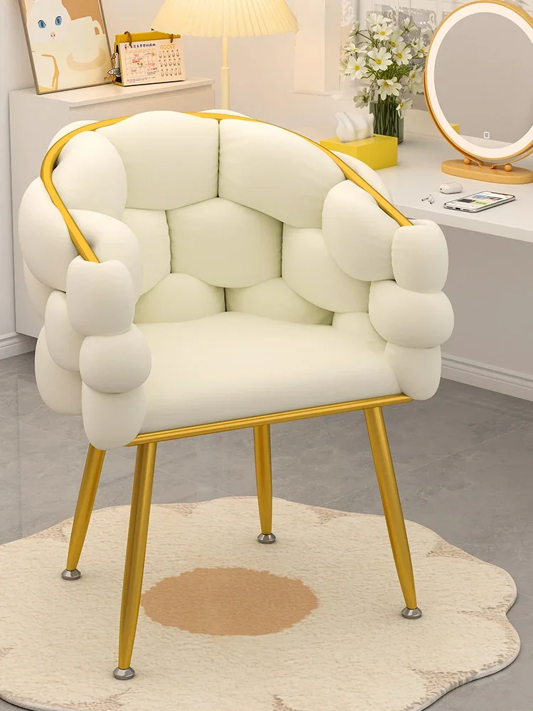 Nail chair, light luxury, high-end customer chair, female bedroom, home backrest, dressing table stool, cream style makeup chair