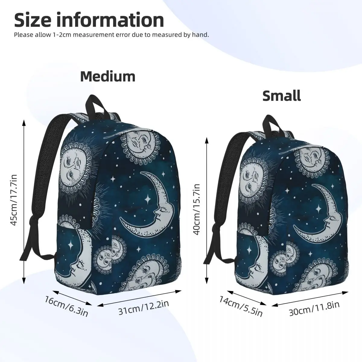 Celestial Mystic Esoteric Magic Sun Moon Backpack Daypack Large Capacity Kids BookBag School Bag Shoulder Bags for Boys Girls