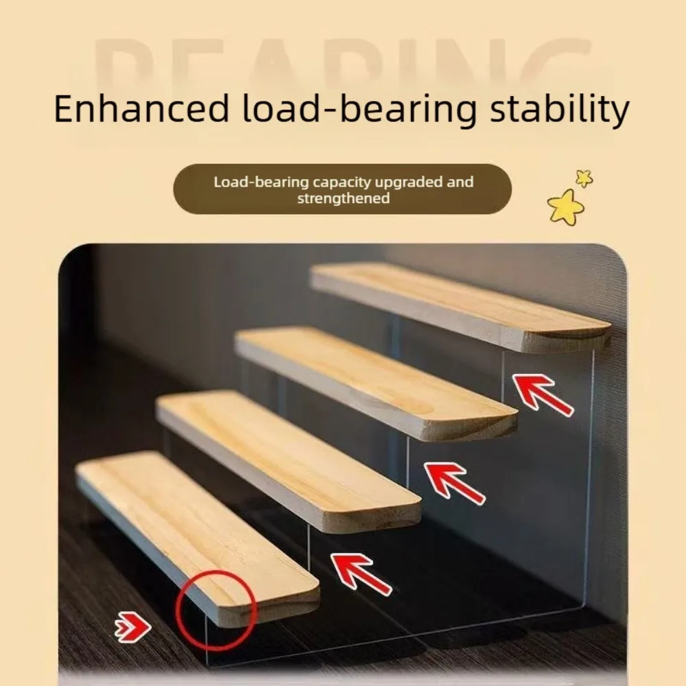 Acrylic Ladder Display Stand Thickened Wooden Panel with Strong Load-bearing Capacity Storage Booth Can Hold Various Items