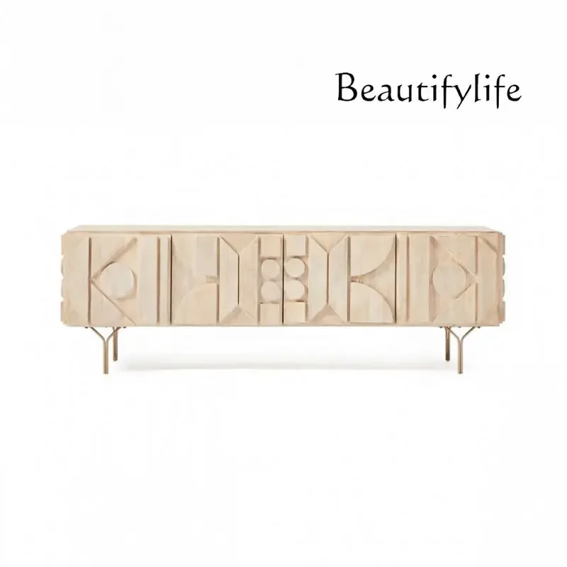 

Medieval Nordic solid wood TV cabinet Modern simple living room locker Vintage log cabinet