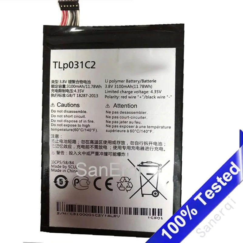 

TLp031C2 battery 3100mah 11.78wh 3.8v for Alcatel One Touch Hero 2 OT-8030 OT-8030B OT-8030Y M812C Smartphone batteries