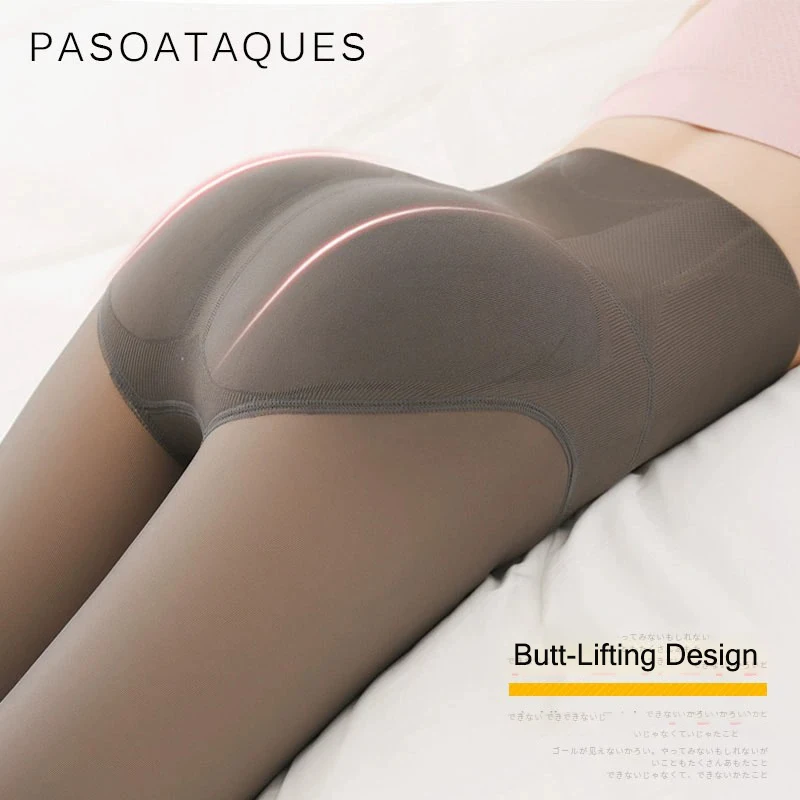 Medias de invierno de cintura alta para mujer, mallas de ilusión, pantalones cálidos con forro polar, pantalones pitillo transparentes de otoño