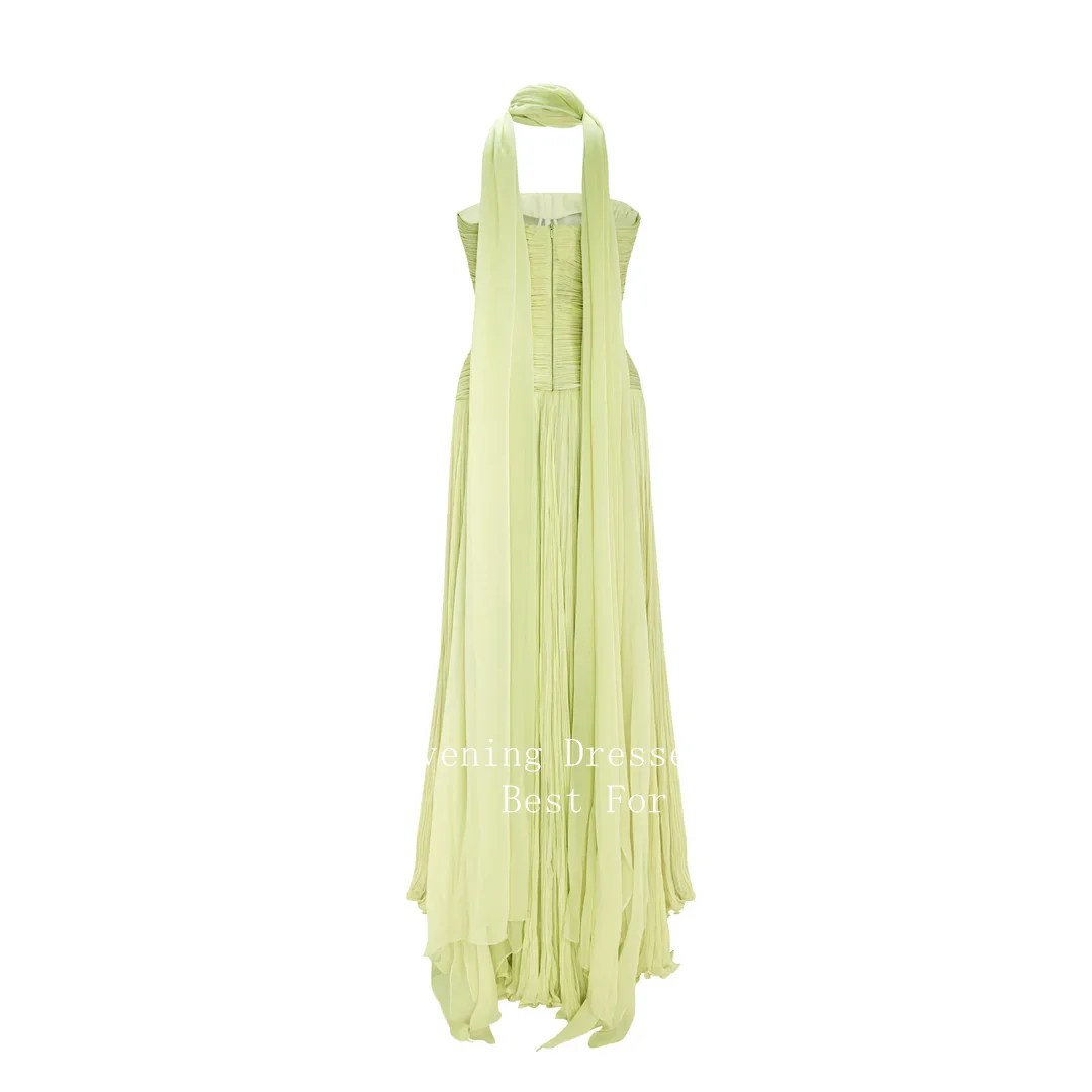 Verngo Light Green Simple Prom Gown Strapless A Line Chiffon Formal Occasion Dresses Elegant Prom Party Dress Customized