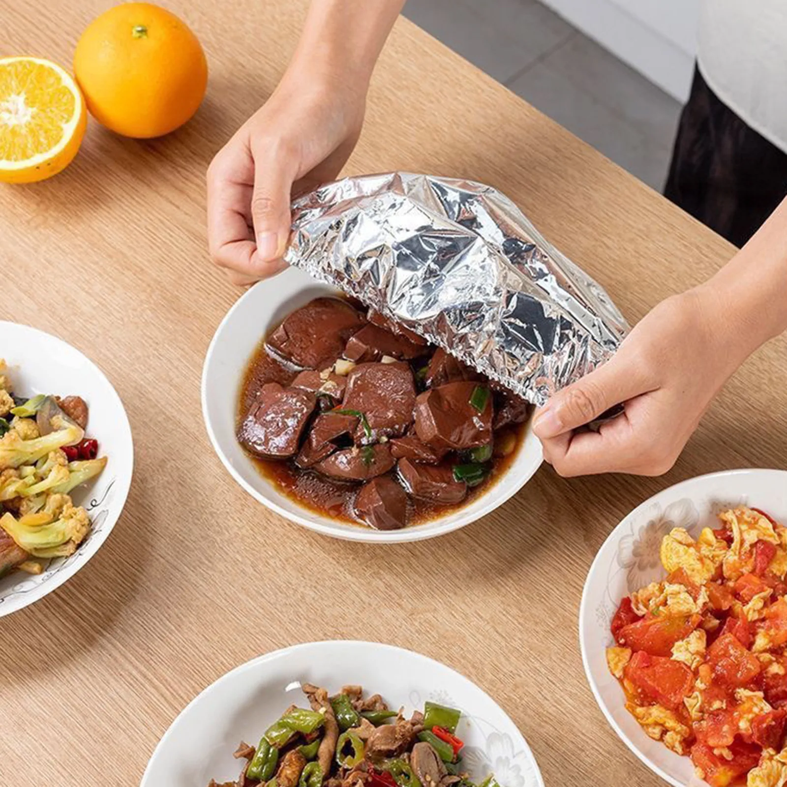 

Household Repeatable Food Insulation Cover Useful Keep Heat Aluminum Foil Suitable For Family Kitchen Food Storage Supplies