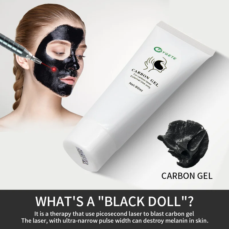 80ml Carbon Gel Black Doll Face Cream Mask Skin Rejuvenation Whitening Facial Deep Care Tools