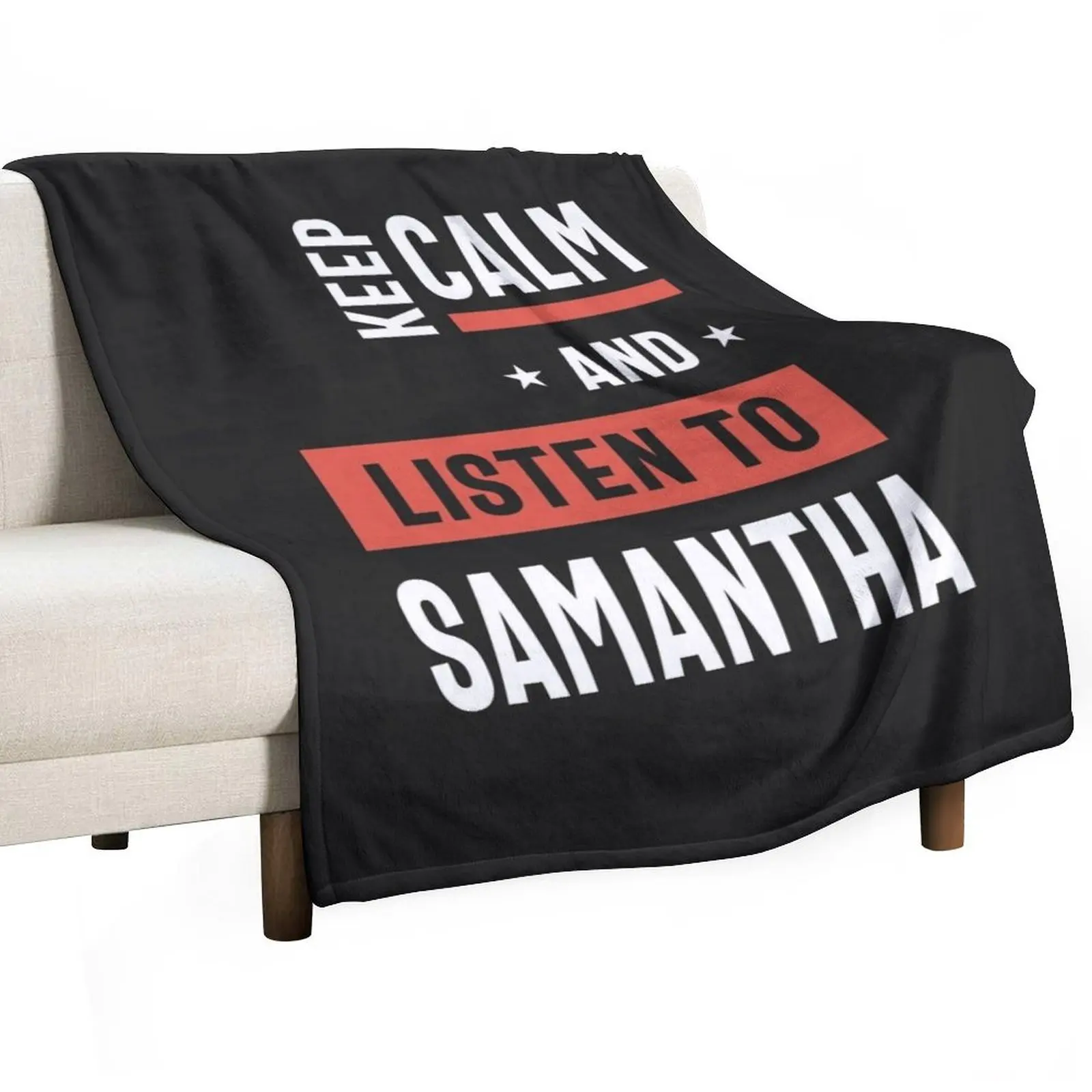 Keep Calm and Listen to Samantha Throw Blanket Blankets Sofas Of Decoration Plush Blankets