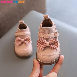 New 2022 Autumn Fashion Warm Cute Bow Baby Princess High Top Sneakers Breathable Children's Shoes Girls Soft Leather Ankle Boots