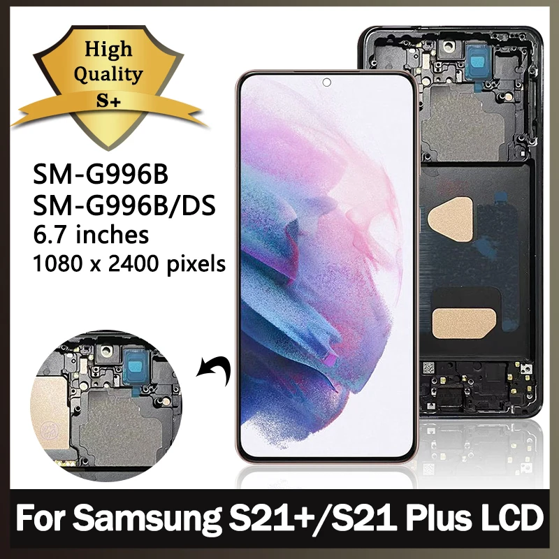 

Экран дисплея S21 + 5G для Samsung S21 Plus, ЖК-дисплей G996B G996B/DS, сенсорный дигитайзер, замена сборки с рамкой