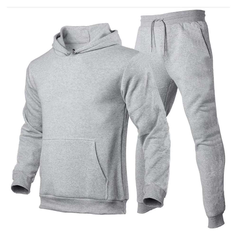 2024 New Men\'s Tracksuit Hooded Pullover + Sweatpants Sports Suit Casual Jogger Sportswear 2 Piece Male Fleece Streetwear Sets