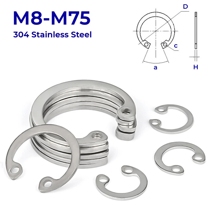M8 M9 M10 M11 M12-M75 304 Stainless Steel C Type Internal Circlip Retaining Clip Snap Ring C Type Retaining Ring Clamp Spring
