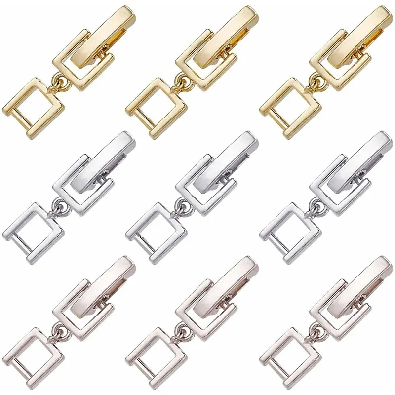 

9Pcs 3 Colors Fold Over Clasp Extender Foldover Extension Clasp Brass Fold Over Clasps Necklace Extenders for Jewelry Making