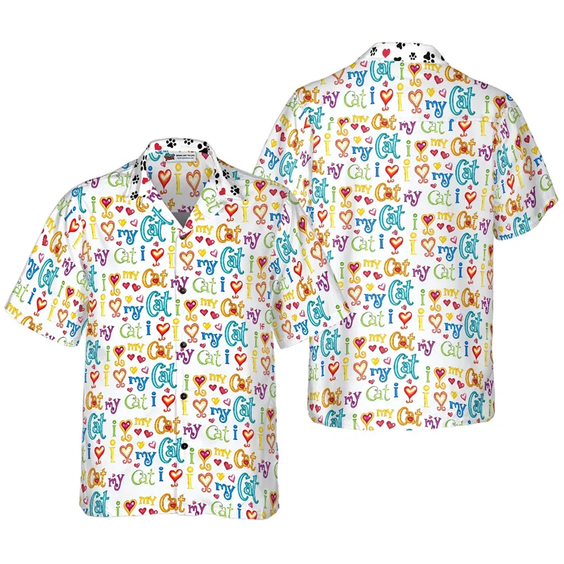 

Tropical Cacti Cat Hawaiian Shirt Men And Women Clothes Summer Fashion Street Short Sleeve Lapel Tops Kid Cute Beach Shirts